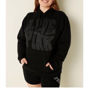 VS pink pullover hooded sweatshirt- hoodie xxl oversized plus black bling